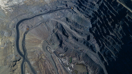 Huge iron ore quarry iron ore quarry top view Aero photo shoot.