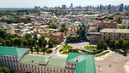 Fototapeta premium Kiev the capital of Ukraine from a bird's eye view shooting with a drone summer