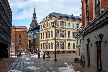 Riga Old Town. Medieval Gothic Architecture. Riga the capital of Latvia. Baltic states. Europe.