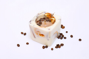 candle carved from wax made by hand 