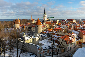 Fototapeta na wymiar Tallin Old Town. Medieval Gothic Architecture. Tallin the capital of Estonia. Baltic states. Europe.