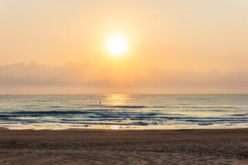 sunrise over the sea in Guardamar, Alicante. Spain