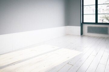Empty Room With Wooden Floor and Window - 3D Visualization