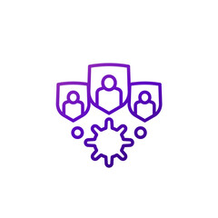 immune population, herd immunity to viruses line icon