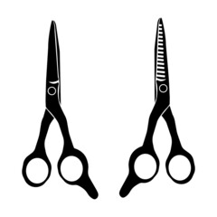 Hairdressing scissors silhouettes, a set of cutting tools for creating hairstyles