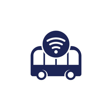 Autonomous Shuttle Bus Icon On White