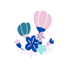 Flowers bouquet composition on white background. Vector clipart. 