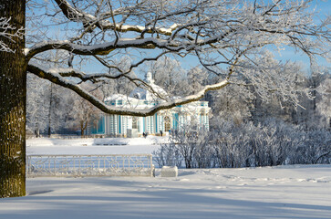 Grotto Pavilion in winter Catherine Park, Pushkin (Tsarskoe Selo), Saint Petersburg, Russia