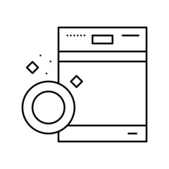 dishwasher machine line icon vector illustration