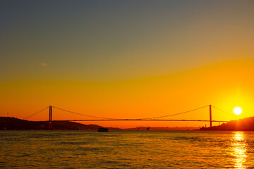 Istanbul background. Bosphorus Bridge at sunset in Istanbul.