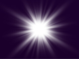 Bright beautiful star.Vector illustration of a light effect on a transparent background.