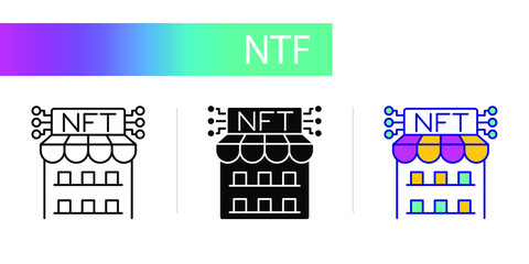 Showcase, nft marketplace. Three icons for web design