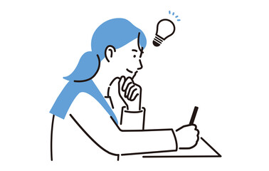 勉強をする中学生の女の子