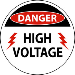 Danger High Voltage Floor Sign On White Background