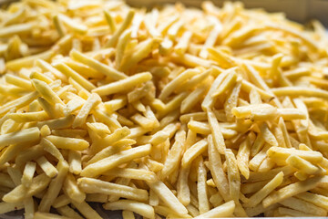 Close-up of delicious potato chips as background.