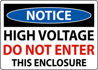 Obraz premium Notice High Voltage Do Not Enter Enclosure Sign