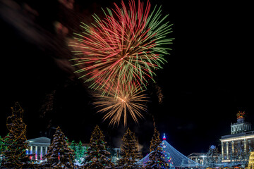 festive fireworks on the city square