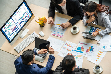 Business data dashboard analysis by ingenious computer software . Investment application display...