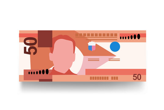 Philippine Peso Vector Illustration. Philippines money set bundle banknotes. Paper money 50 PHP. Flat style. Isolated on white background. Simple minimal design.