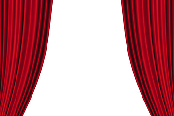 Theatrical red dramatic curtains, theatrical classical drapery. Circus and cinema, illustration