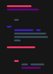 Code on screen vector illustration, flat cartoon coding lines simulation
