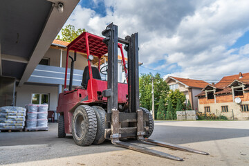 Forklift loader for warehouse fork lifter ready for work