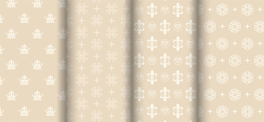 Set of decorative background wallpapers in beige shades