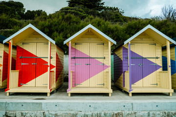 colorful beach huts