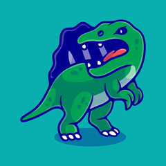 cute spinosaurus dinosaur illustration suitable for mascot sticker and t-shirt design