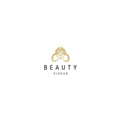 Beauty woman line art icon logo design template