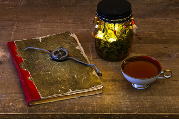 dry leaves of various plants, autumn herbarium