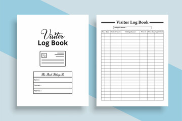 Visitor notebook KDP interior. Visitor timing tracker log book template. KDP interior journal. Business essential visitor incoming and outgoing tracker notebook KDP interior.