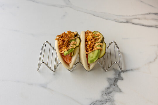 Two traditional tasty baos on the table
