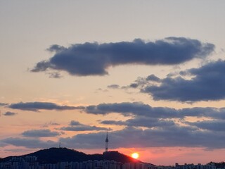 sunset over the city