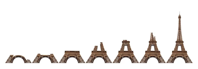 Wandcirkels plexiglas Eiffel Tower progressive construction © Photobeps