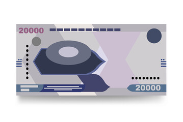 Uzbekistan Sum Vector Illustration. Uzbek money set bundle banknotes. Paper money 20000 UZS. Flat style. Vector illustration.
