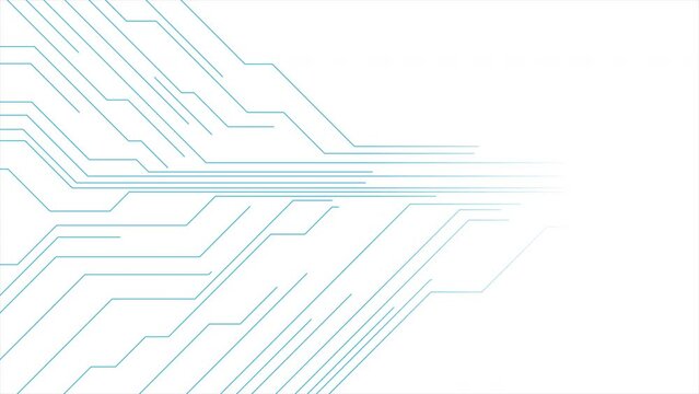Blue white minimal abstract futuristic tech motion background with circuit lines. Video animation Ultra HD 4K 3840x2160