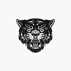 Old school style tiger face drawing illustration.