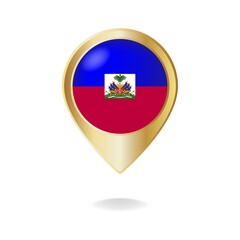 Fototapeta premium Haiti flag on golden pointer map, Vector illustration eps.10
