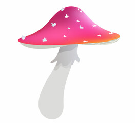 Fly agaric isolated on white background. Realistic mushroom render. Vector illustration