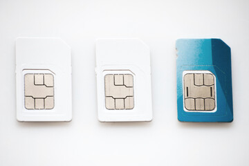 Sim phone cards isolated on white background