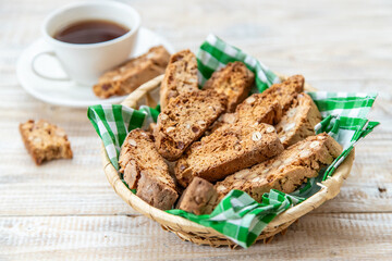 Biscotti on the table for tea. Selective focus.