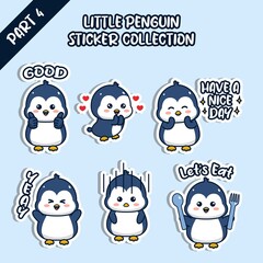 Set of social media emoji little penguin sticker collection animal emoticon