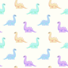 Dinosaurus pixel art cute  seamless pattern