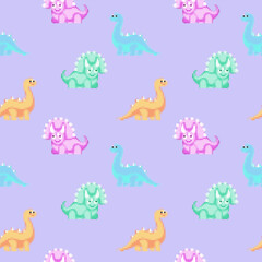 Dinosaurus pixel art cute  seamless pattern