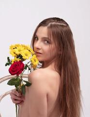 Fototapeta premium girl with flowers