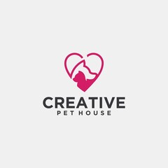 Pet cat dog logo pet house pet dog logo vector logo