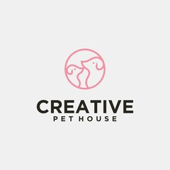 Pet cat dog logo pet house pet dog logo vector logo