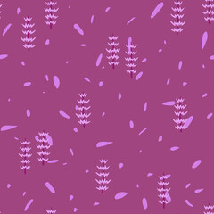 Abstract horsetail on a violet background. Vector seamless pattern