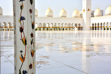 Abu Dhabi, United Arab Emirates - Sheikh Zayed Grand Mosque, .world's largest mosque, marble inlaid...